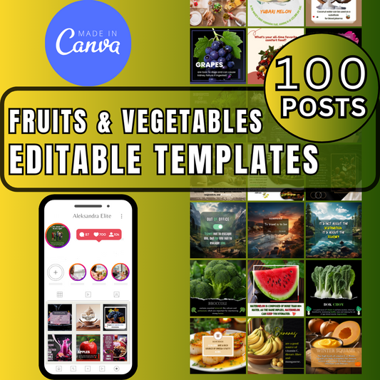 Nutrition Fruits and Vegetables - Social media Canva Templates
